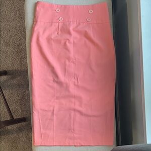 Chic Salmon Button-Accent Pencil Skirt